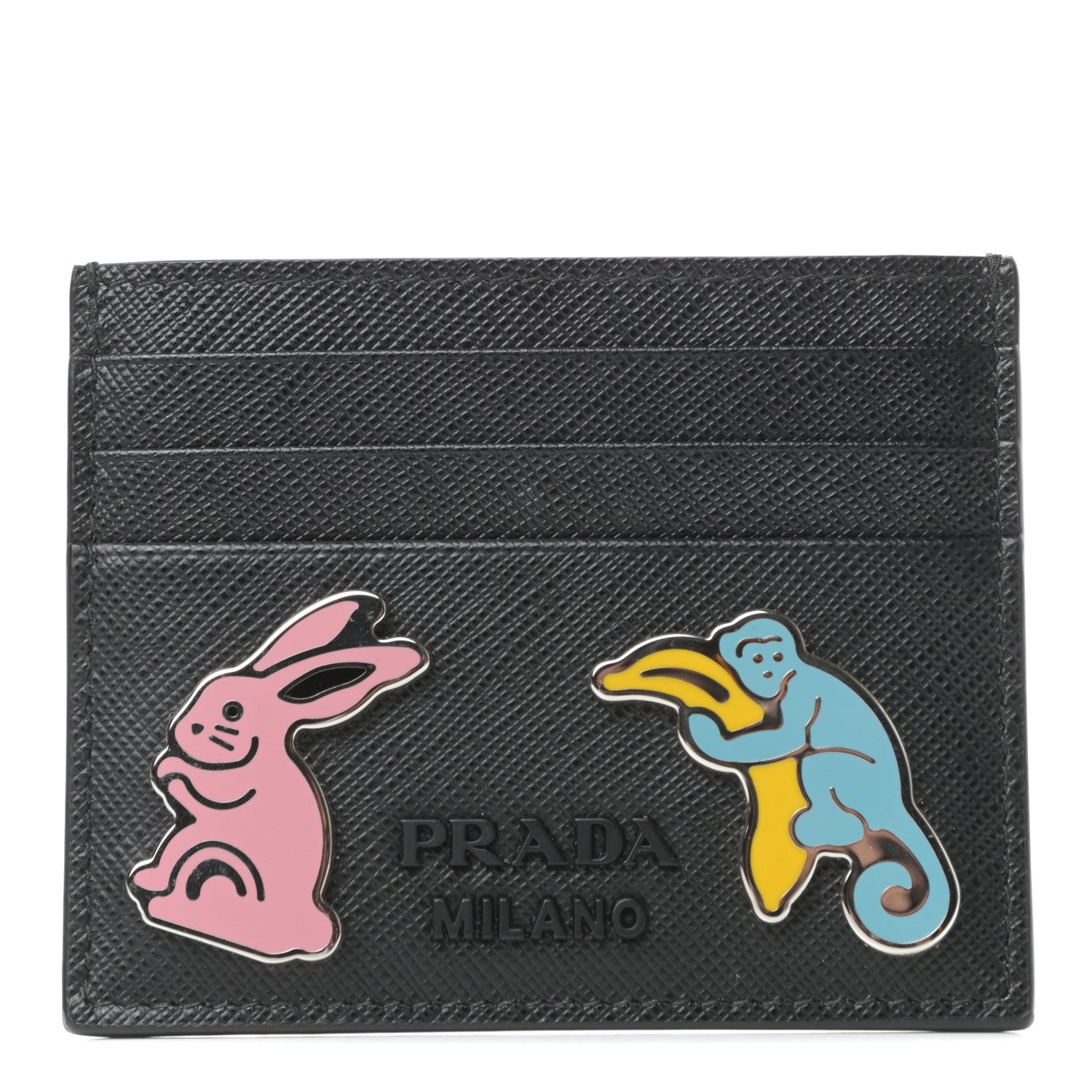 Prada Saffiano Shine Smalto Monochrome Card Holder Black 1 of 6