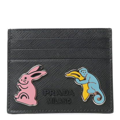 Prada Saffiano Shine Smalto Monochrome Card Holder Black 1 of 6
