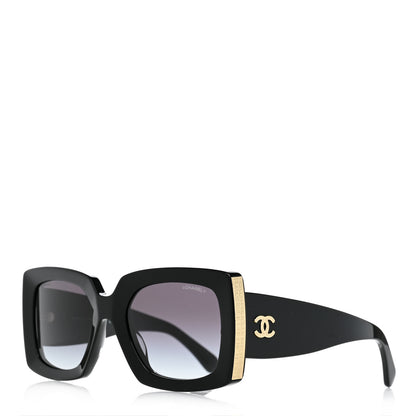 Chanel Acetate Rectangle Sunglasses 5435 Black 1 of 8