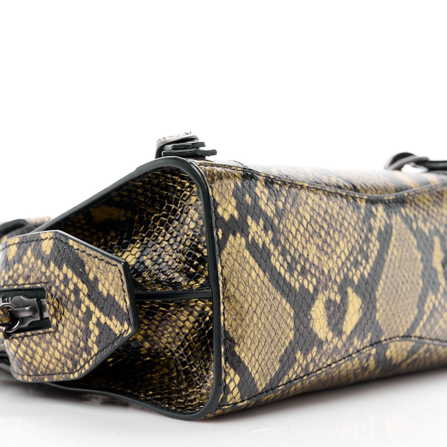 Balenciaga Calfskin Snake Effect Neo Classic Silver Hardware Mini City Gold Black 9 of 10