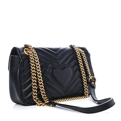 Gucci Calfskin Matelasse Small GG Marmont Shoulder Bag Black 2 of 4