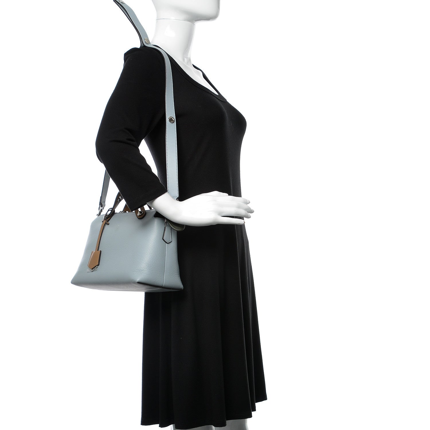 Fendi Vitello Dolce Chain Medium By The Way Boston Bag Azzurro Polvere Sand 2 of 10