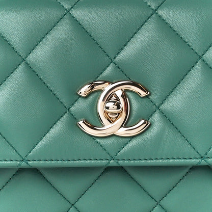 Chanel Lambskin Quilted Small Trendy CC Flap Dual Handle Bag Green 9 of 12