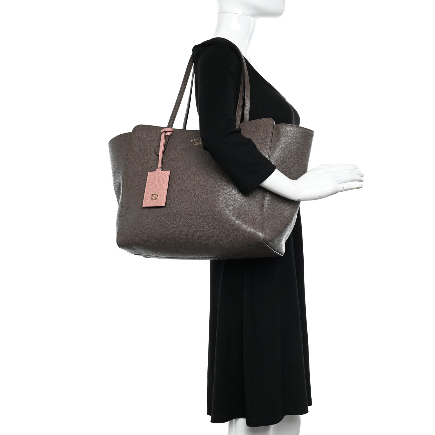 Gucci Dollar Calfskin Medium Swing Tote Grey Field Soft Pink 2 of 15