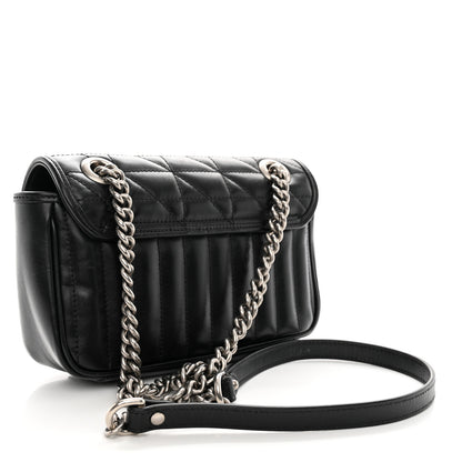 Gucci Calfskin Matelasse Aria Small GG Marmont Shoulder Bag Black 3 of 11