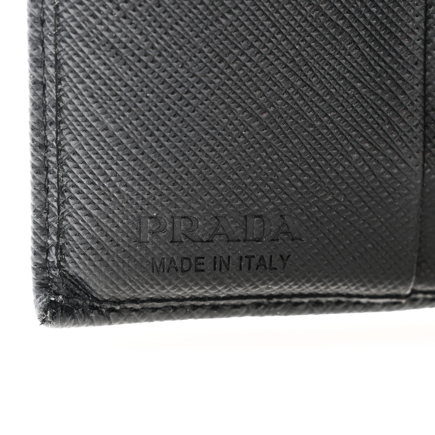 Prada Saffiano Triangle Bi-Fold Wallet Black 6 of 12