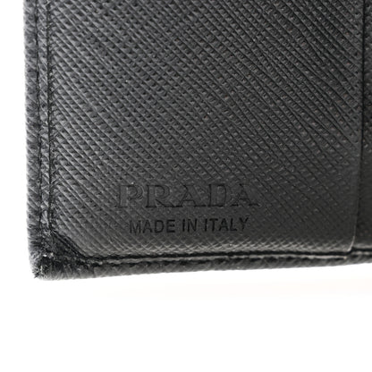 Prada Saffiano Triangle Bi-Fold Wallet Black 6 of 12