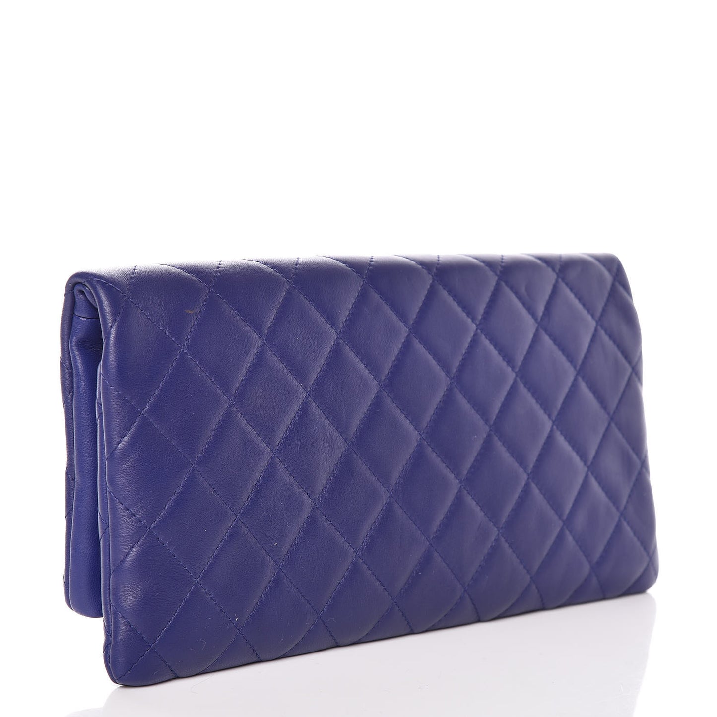 Lambskin Quilted CC Beauty Clutch Blue
