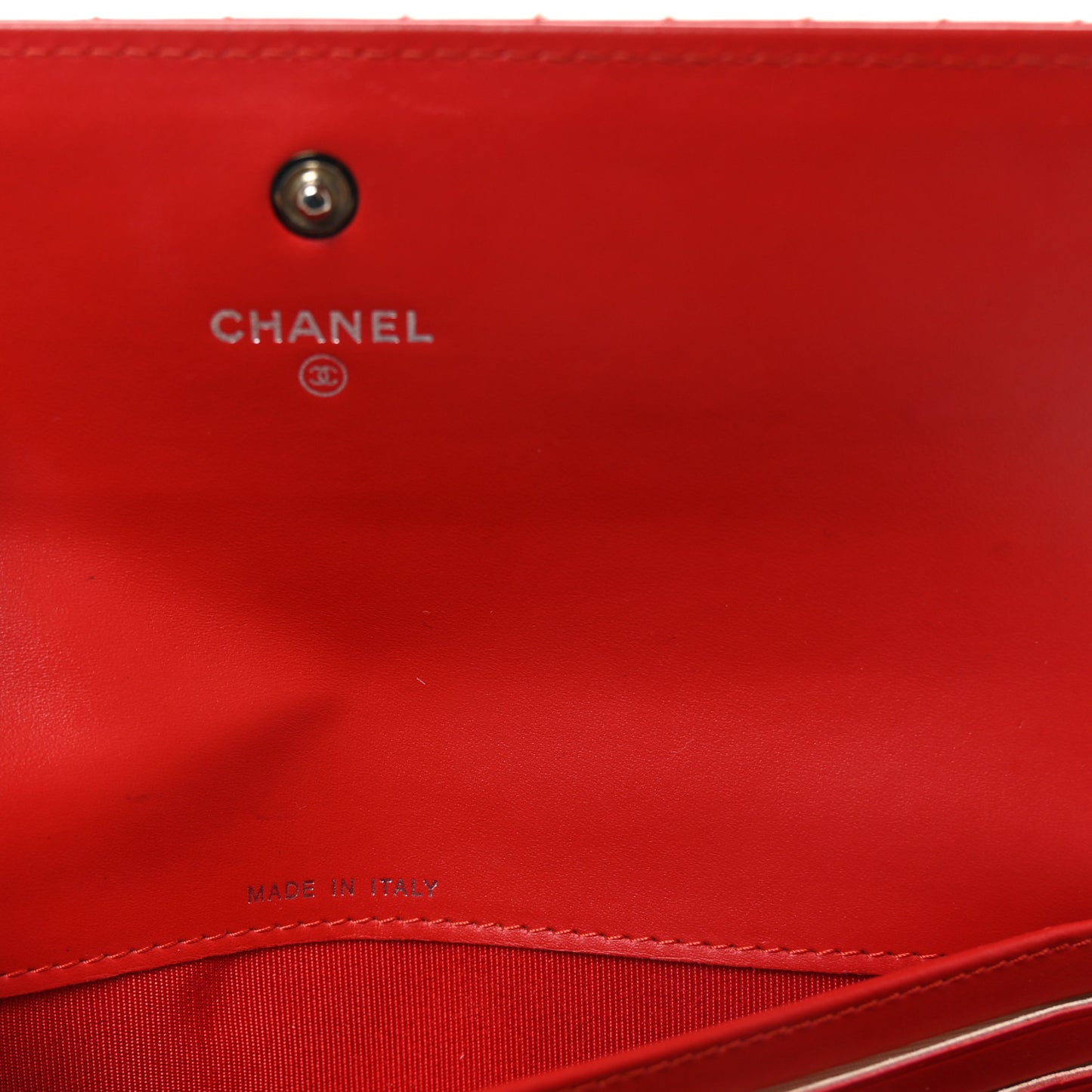 Patent Chevron Quilted Large Gusset Flap Wallet Red