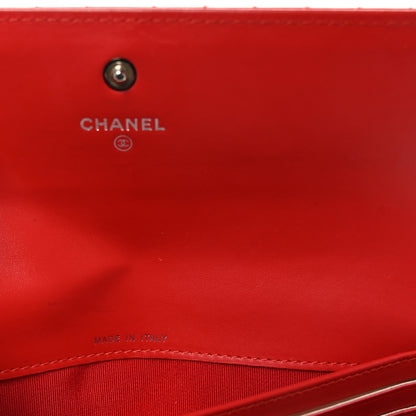 Chanel Patent Chevron Quilted Large Gusset Flap Wallet Red 7 of 8