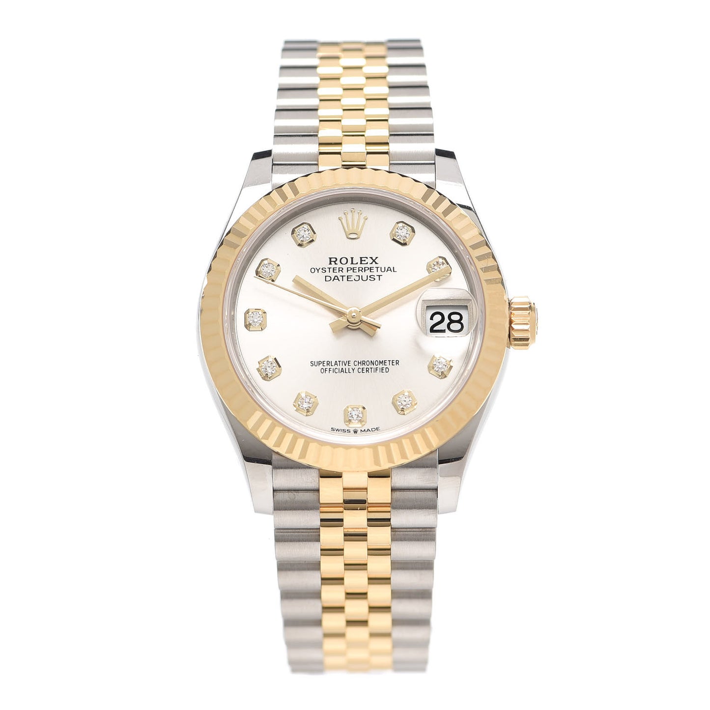 Stainless Steel 18K Yellow Gold Diamond 31mm Oyster Perpetual Datejust Watch Silver 278273