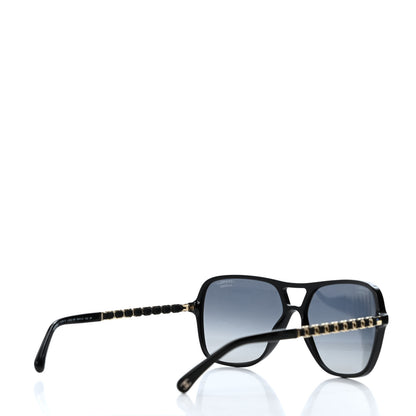 Chanel Metal Calfskin CC Chain Pilot Sunglasses 5439-Q Black 4 of 4