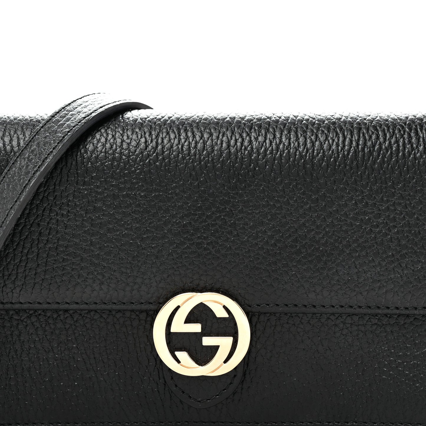 Dollar Calfskin Interlocking G Chain Wallet Black