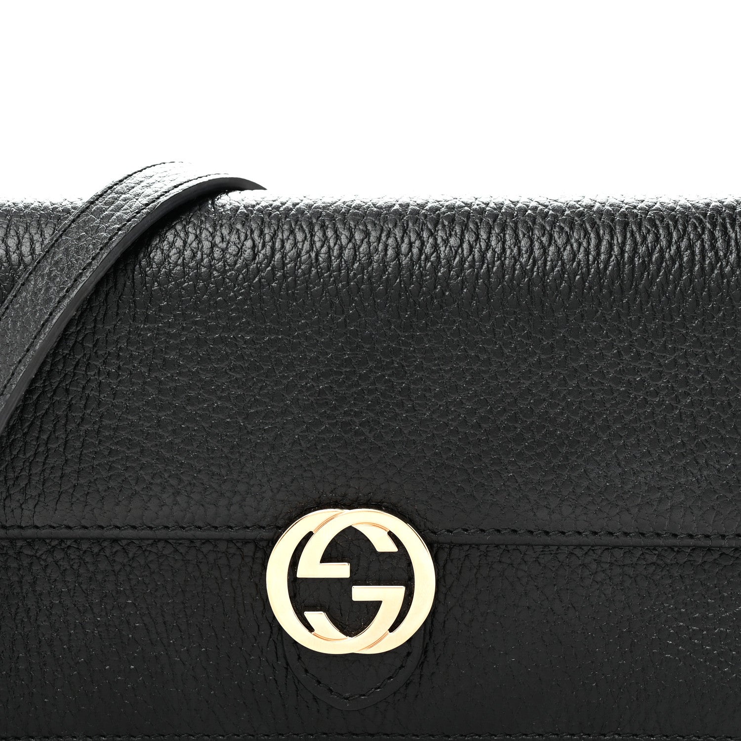 Gucci Dollar Calfskin Interlocking G Chain Wallet Black 7 of 10
