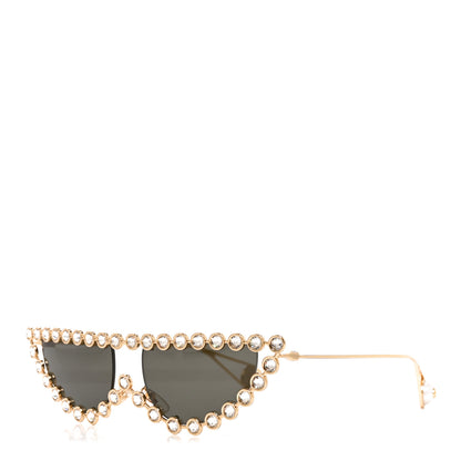 Gucci Metal Crystal Cat Eye Sunglasses GG0364S Gold 1 of 7