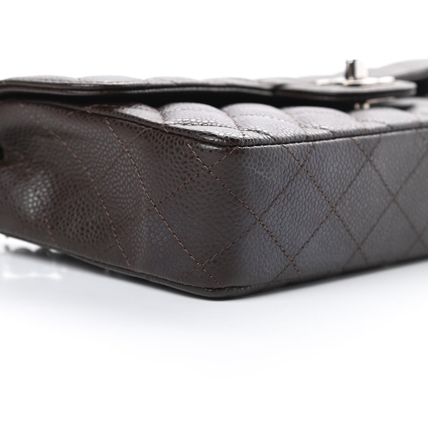Caviar Quilted East West Flap Dark Brown