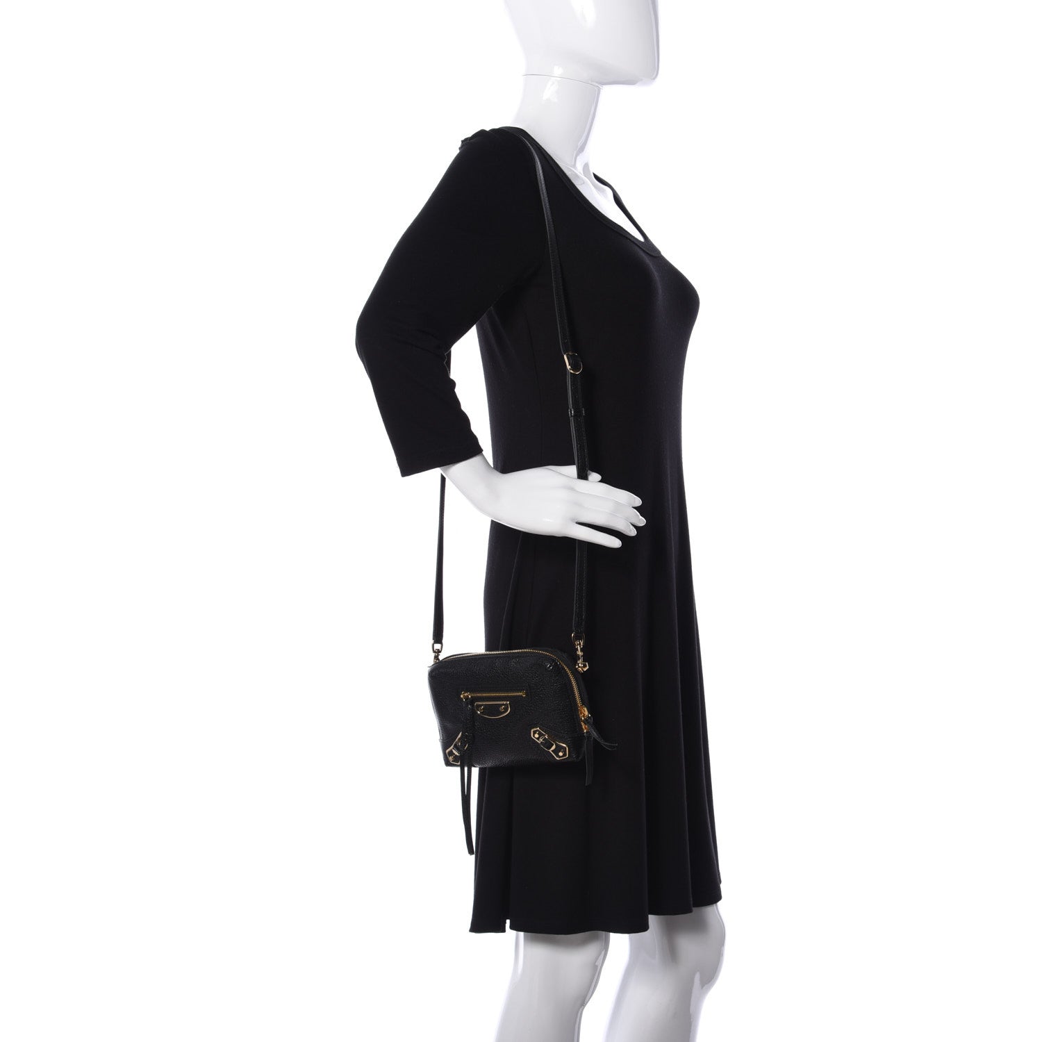 Balenciaga Chevre Gold Metallic Edge Hardware XS Reporter Crossbody Black 2 of 9