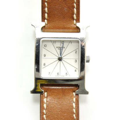 Hermes Stainless Steel Barenia 21mm Heure H Hour Quartz Watch Fauve 3 of 11