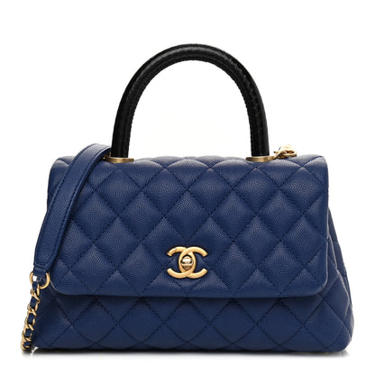 Chanel Caviar Elaphe Quilted Mini Coco Handle Flap Blue 1 of 9