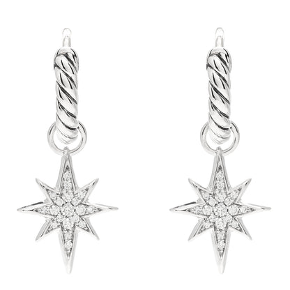 David Yurman Sterling Silver Northstar Drop Closed Hoop Earrings 1 of 4