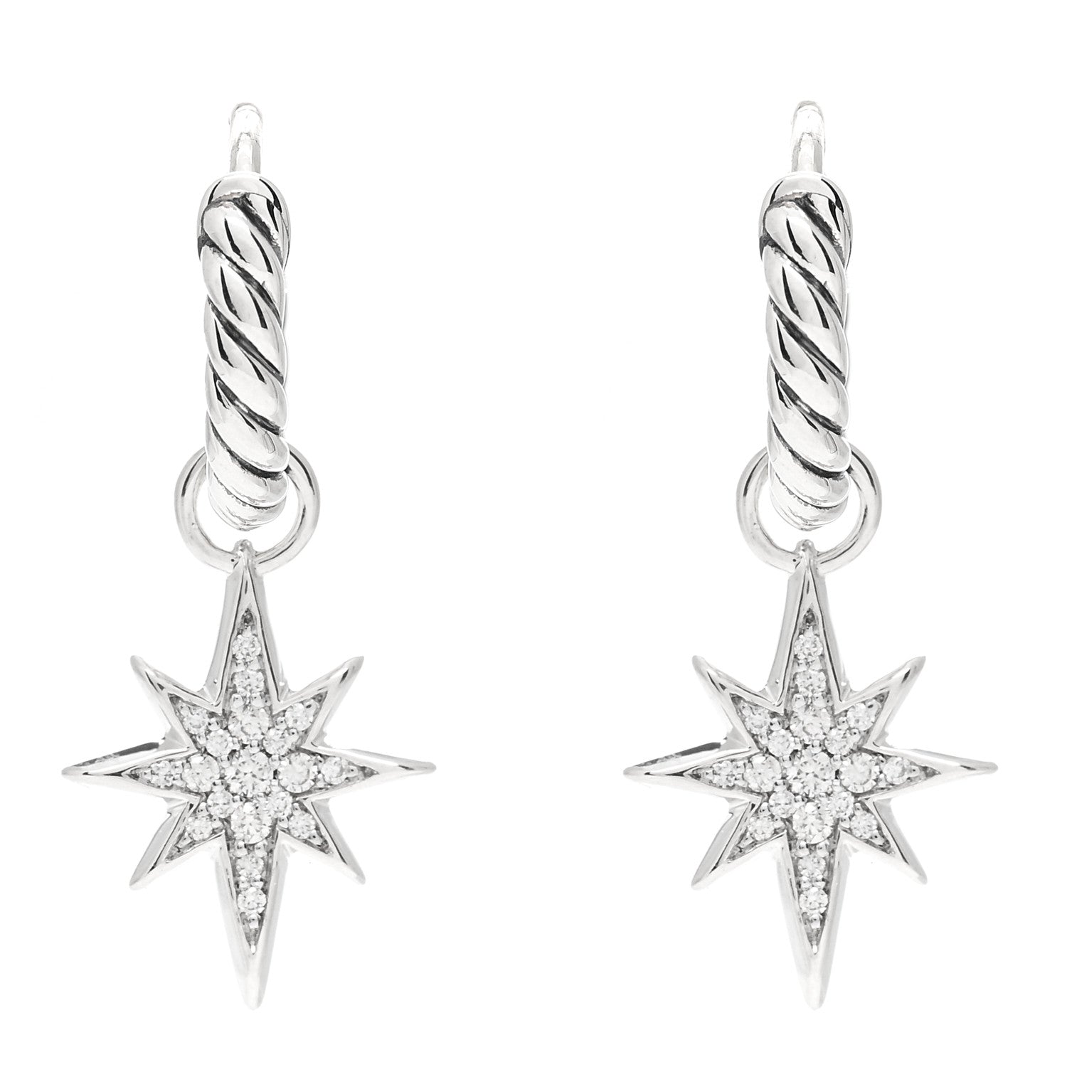 David Yurman Sterling Silver Northstar Drop Closed Hoop Earrings 1 of 4