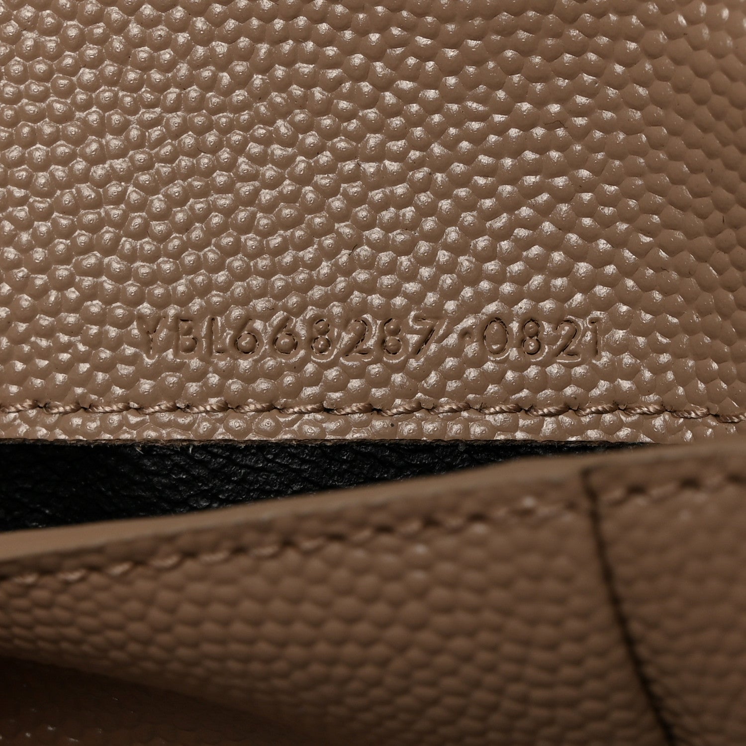 Saint Laurent Grain De Poudre Matelasse Chevron Monogram Zipped Two-Part Wallet Dark Beige 7 of 8