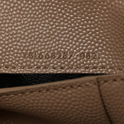 Saint Laurent Grain De Poudre Matelasse Chevron Monogram Zipped Two-Part Wallet Dark Beige 7 of 8