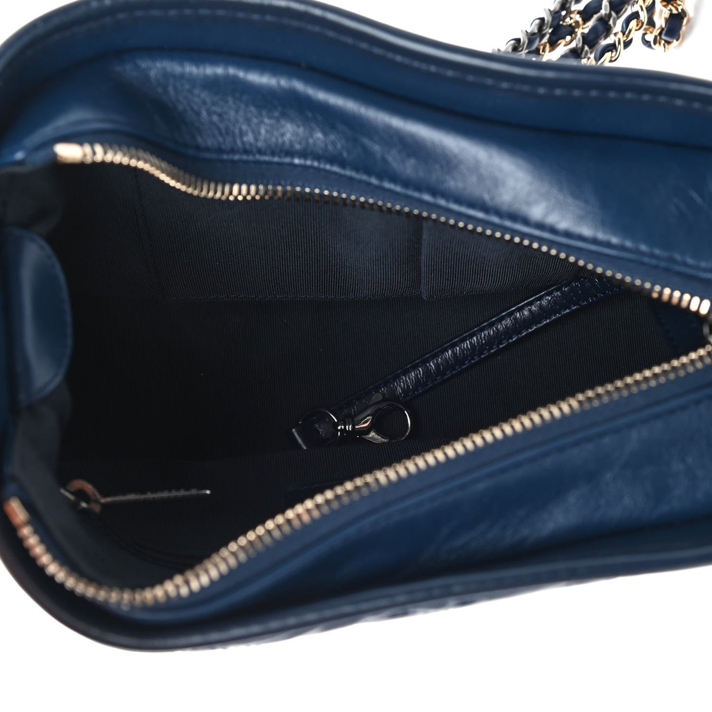 Aged Calfskin Quilted Small Gabrielle Hobo Navy