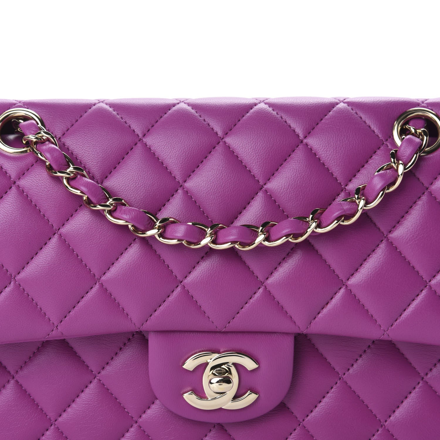 Chanel Lambskin Quilted Small Double Flap Purple 12 of 23