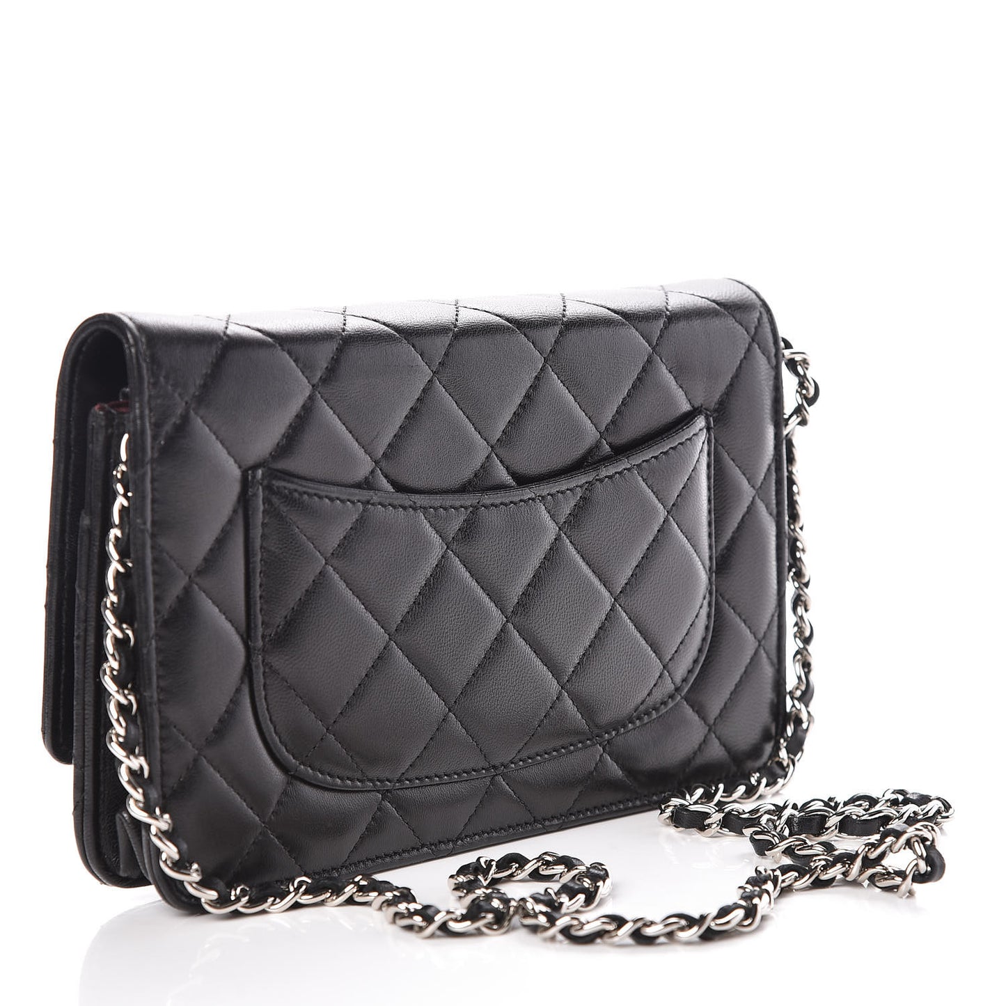 Lambskin Quilted Wallet On Chain WOC Black