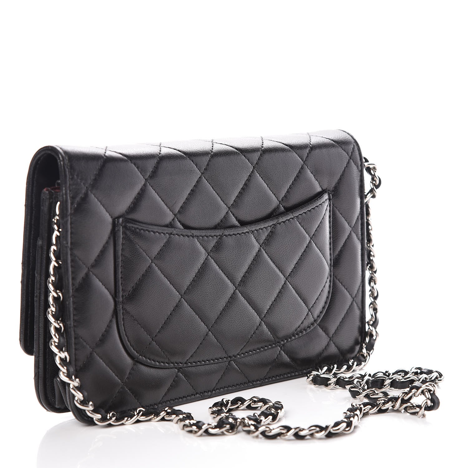 Chanel Lambskin Quilted Wallet On Chain WOC Black 3 of 12