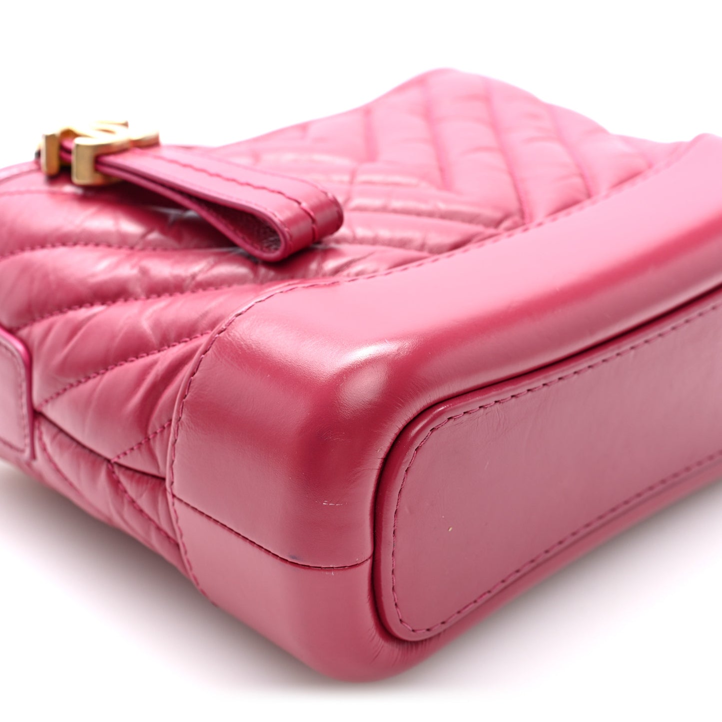 Aged Calfskin Chevron Quilted Small Gabrielle Hobo Dark Pink