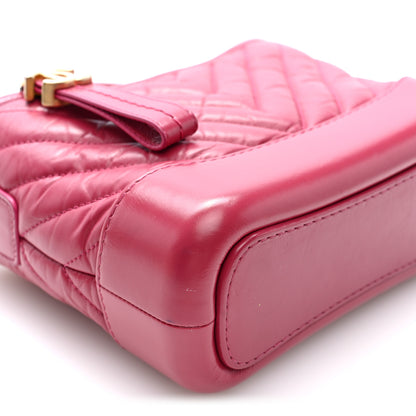 Chanel Aged Calfskin Chevron Quilted Small Gabrielle Hobo Dark Pink 9 of 10