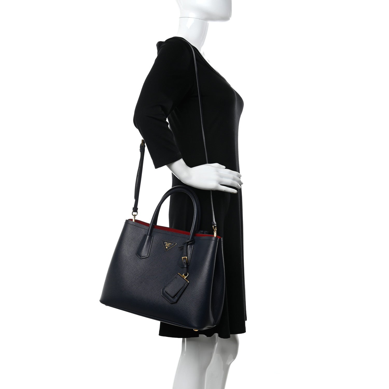 Prada Saffiano Cuir Medium Double Bag Baltico 2 of 13
