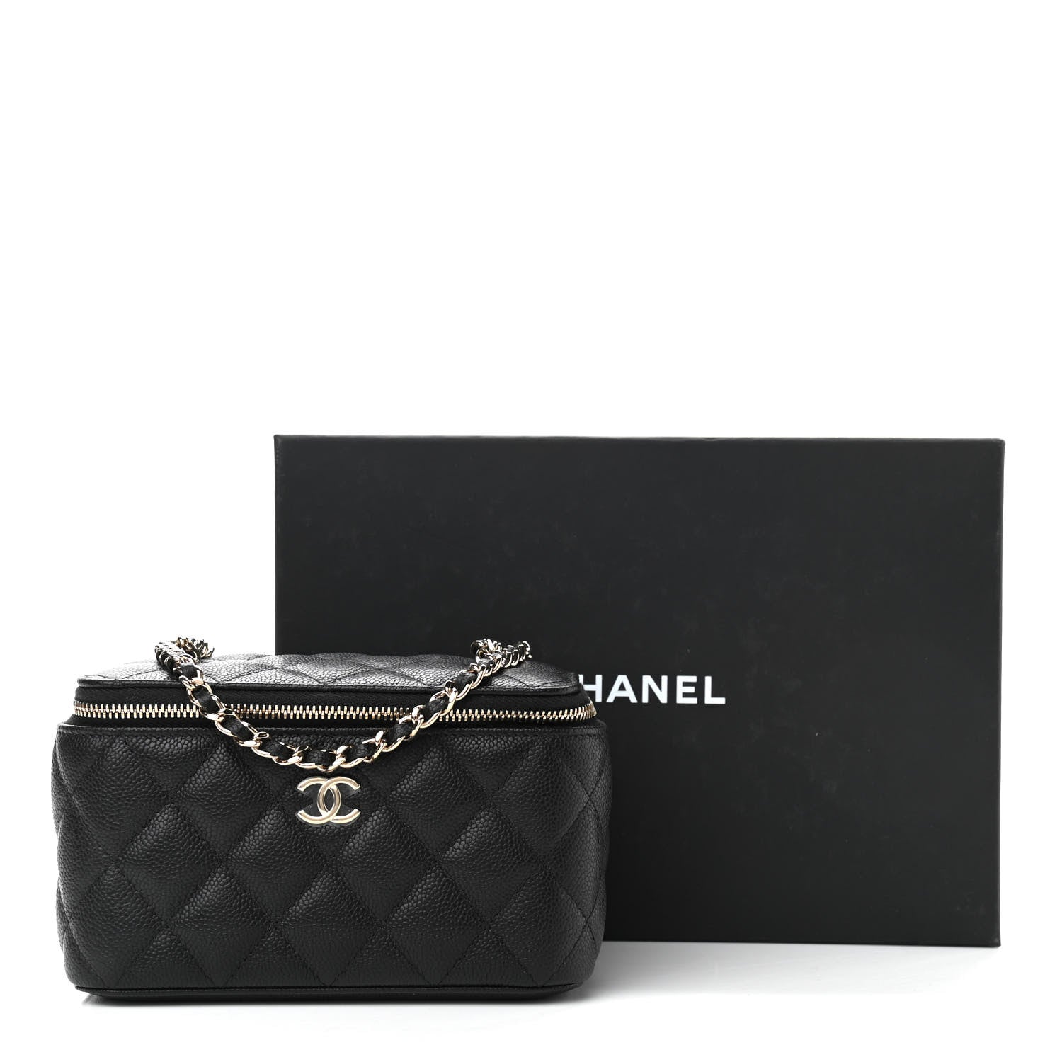 Chanel Caviar Quilted Small Tiny CC Vanity Case With Chain Black 12 of 12