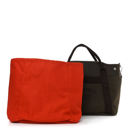 Hermes Toile Sac De Pansage Groom Kaki Feu 3 of 14
