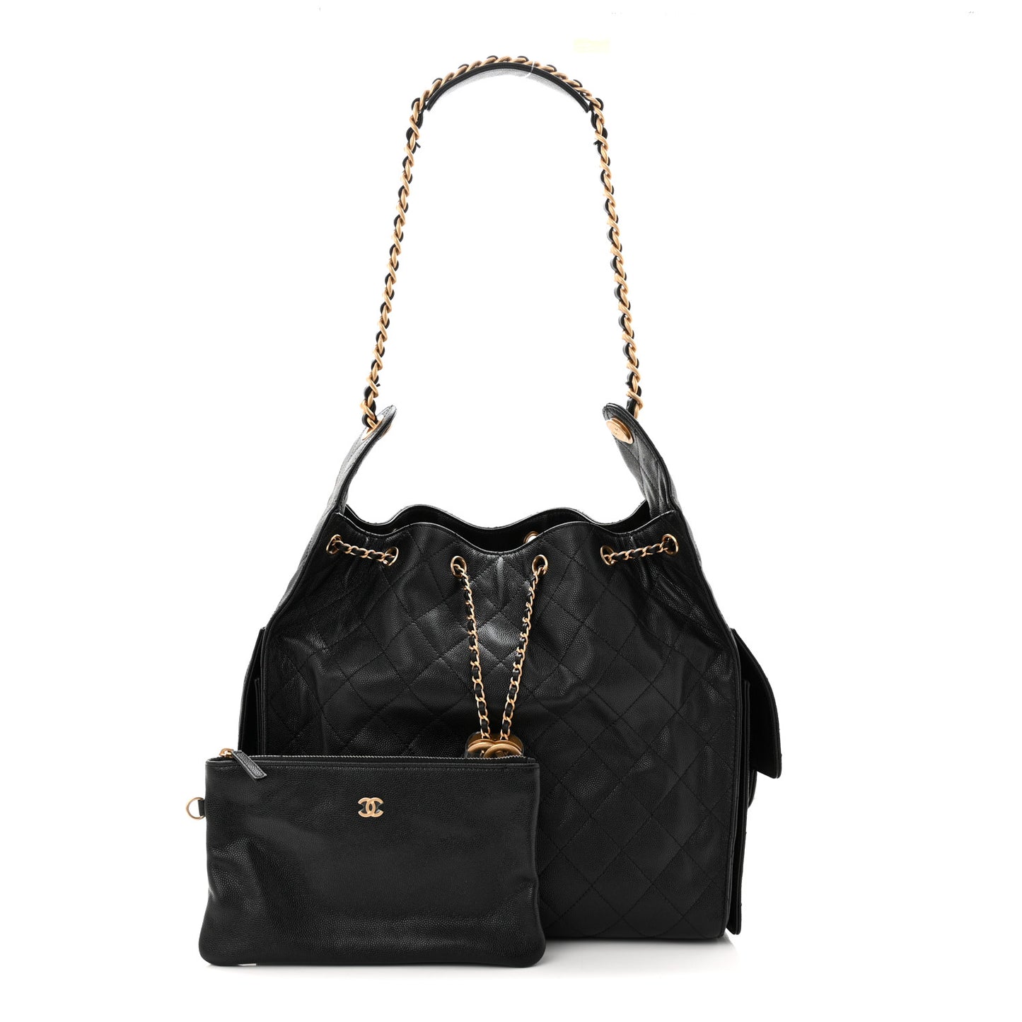 Caviar Quilted Medium Chanel 25 Handbag Black