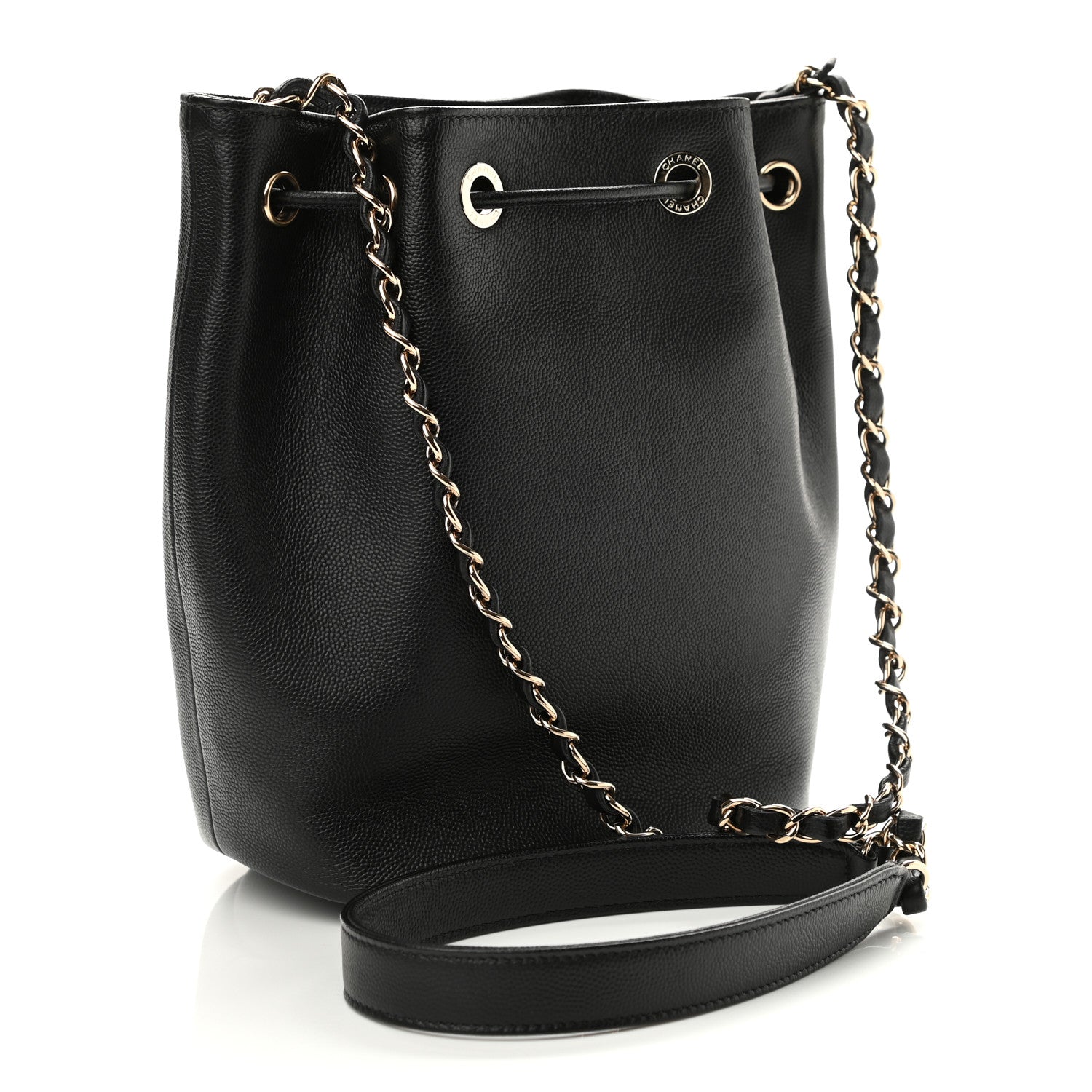 Chanel Caviar Deauville Drawstring Bucket Bag Black 3 of 11