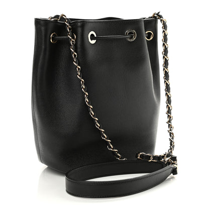 Chanel Caviar Deauville Drawstring Bucket Bag Black 3 of 11