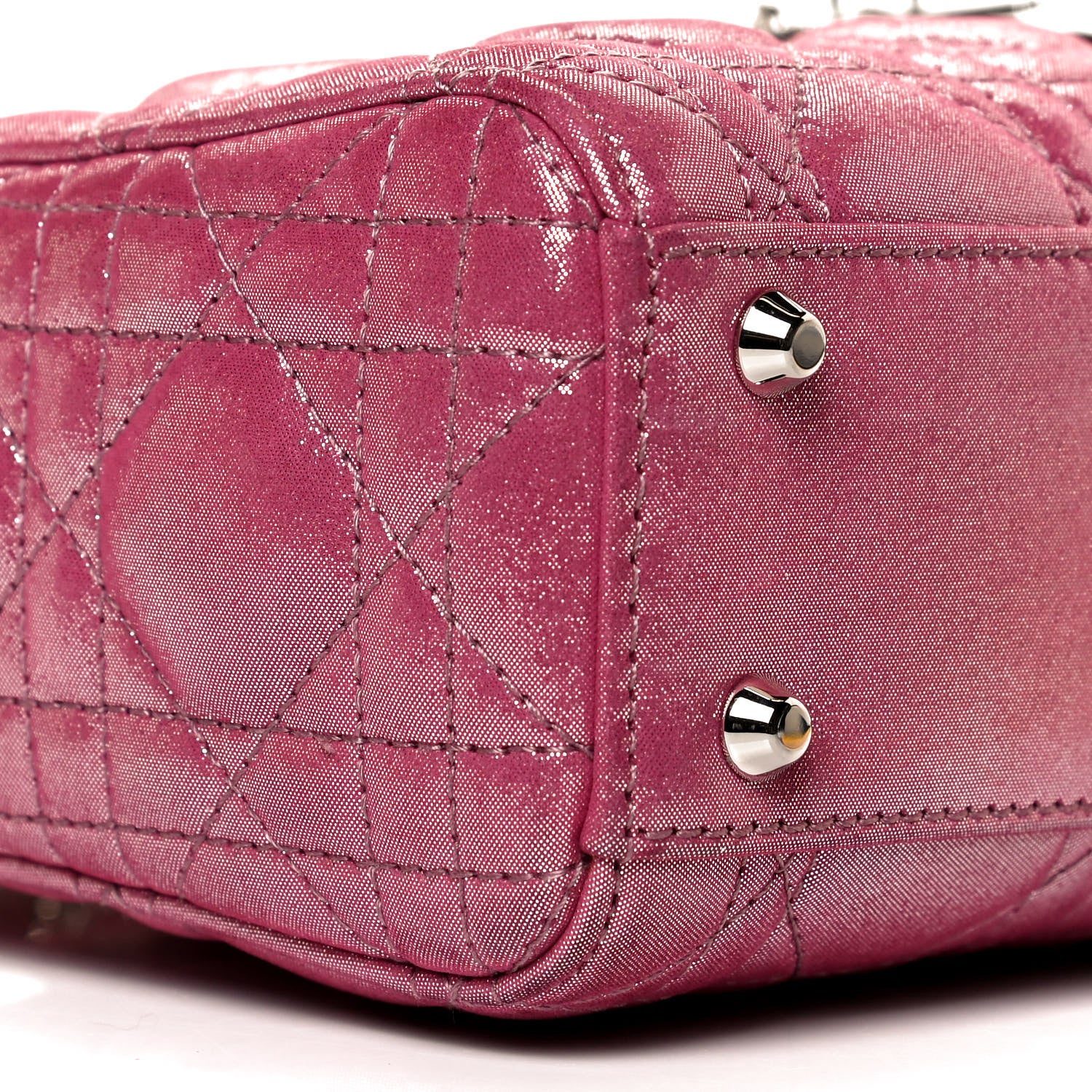 Christian Dior Metallic Lambskin Cannage Mini Lady Dior Rose Cherie 8 of 9
