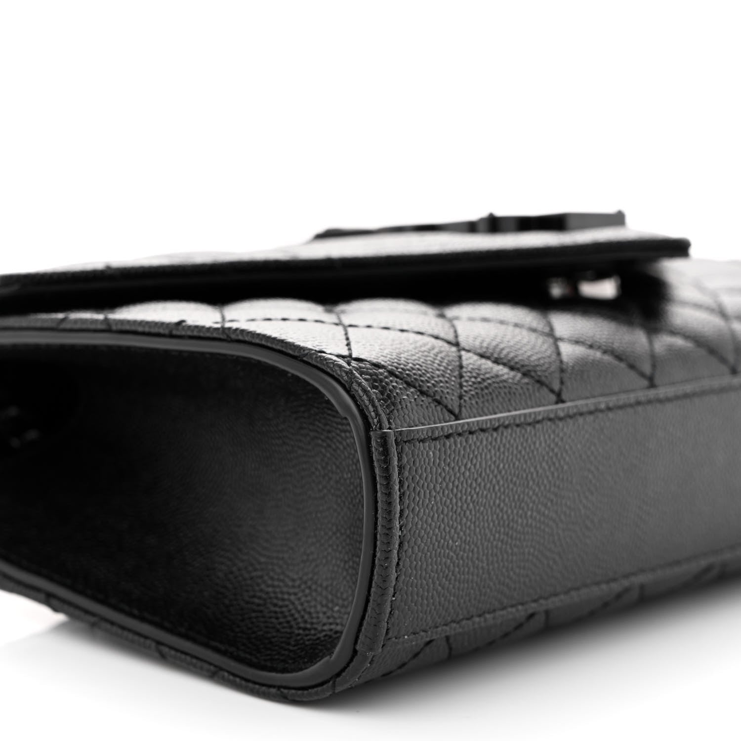 Saint Laurent Grain De Poudre Textured Mixed Matelasse Triquilt Small Monogram Monochrome Satchel Black 8 of 9