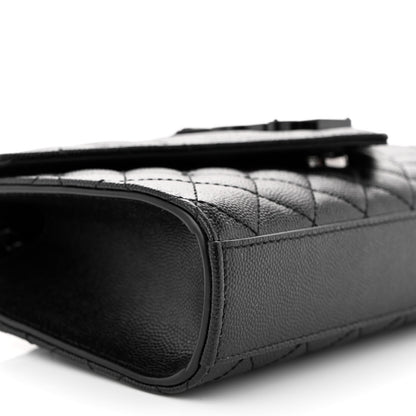 Saint Laurent Grain De Poudre Textured Mixed Matelasse Triquilt Small Monogram Monochrome Satchel Black 8 of 9
