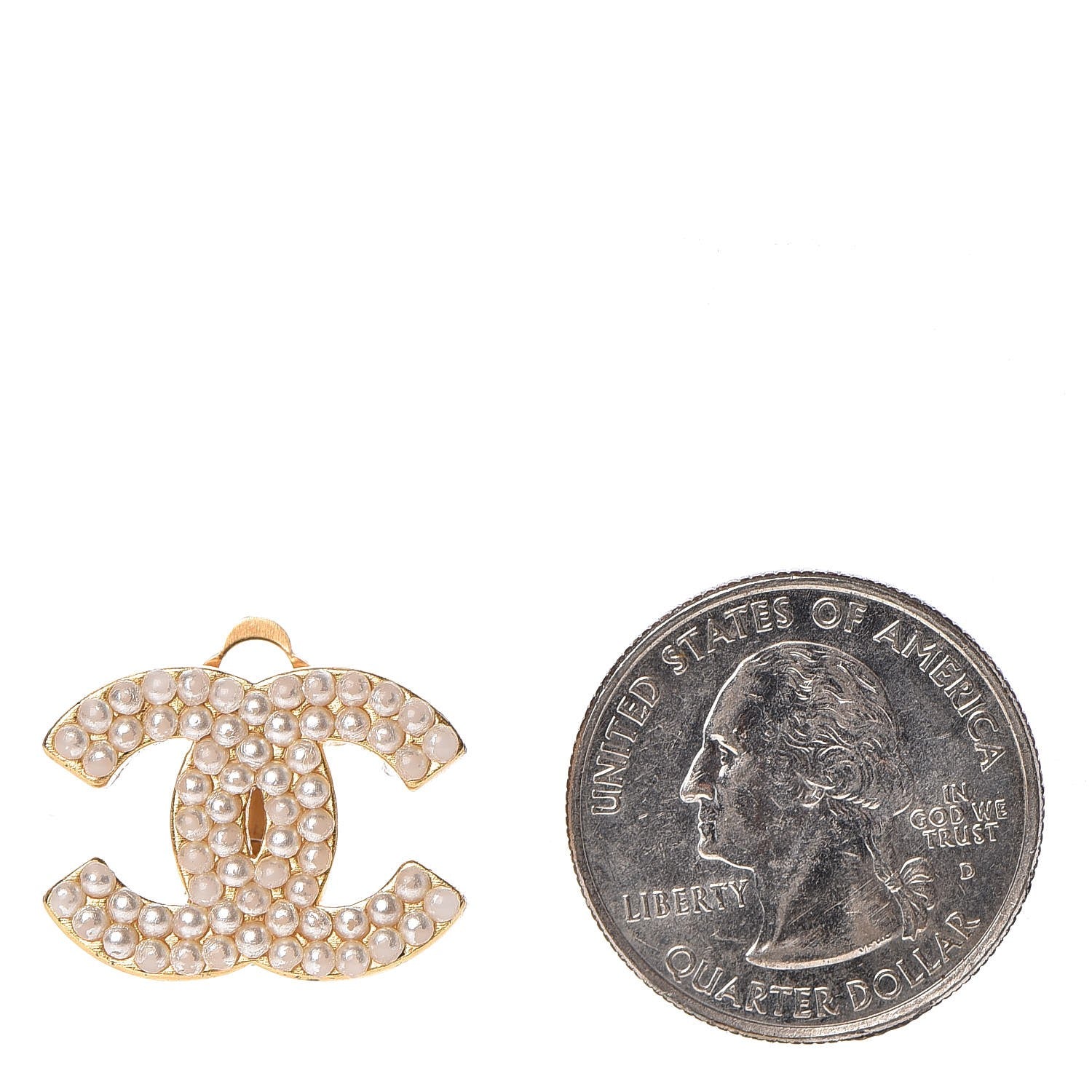 Chanel Pearl CC Clip On Earrings Gold 2 of 4