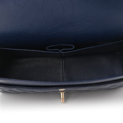 Chanel Caviar Quilted Jumbo Double Flap Navy Blue 5 of 10
