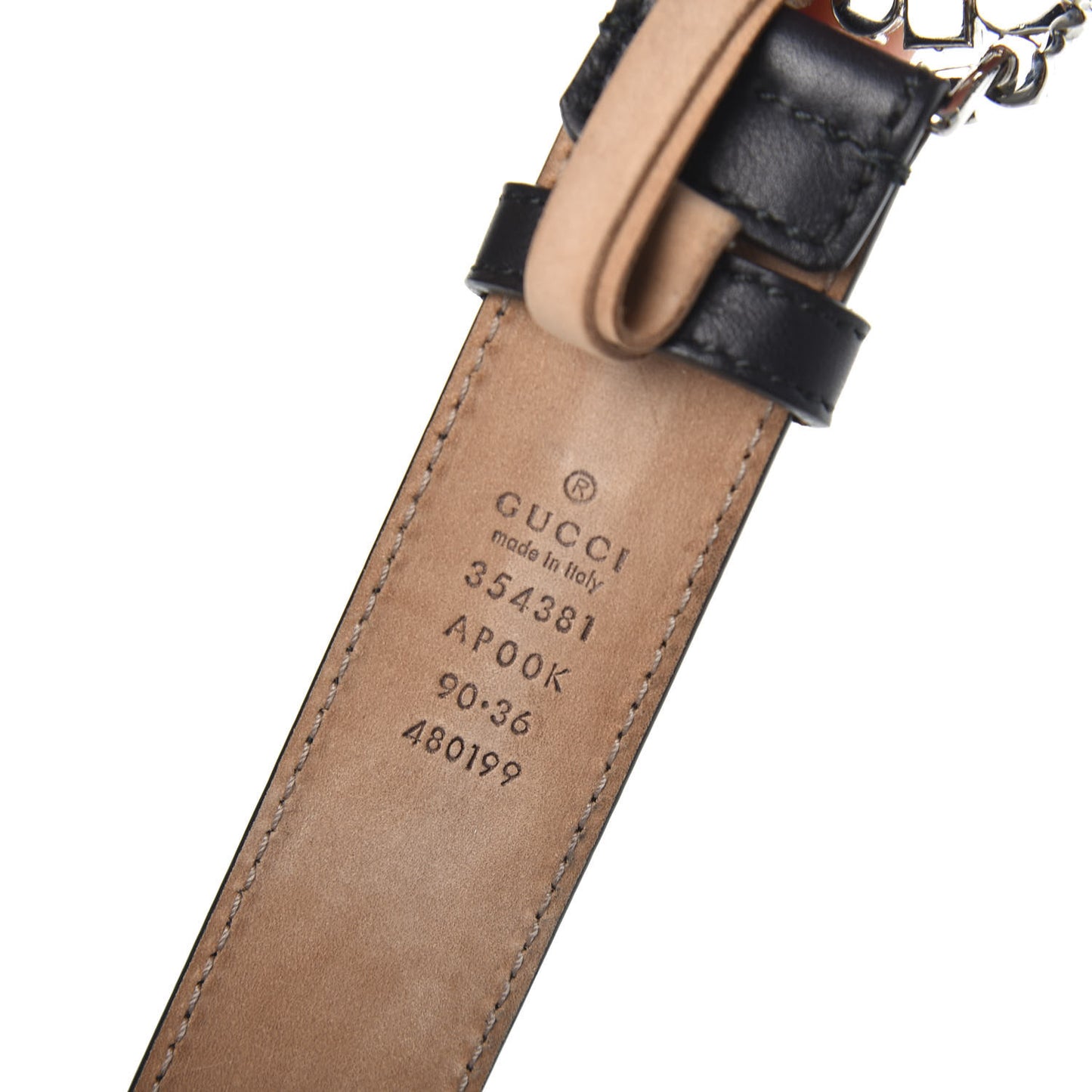 Calfskin Crystal Interlocking G Belt 90 36 Black