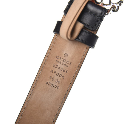 Gucci Calfskin Crystal Interlocking G Belt 90 36 Black 3 of 5