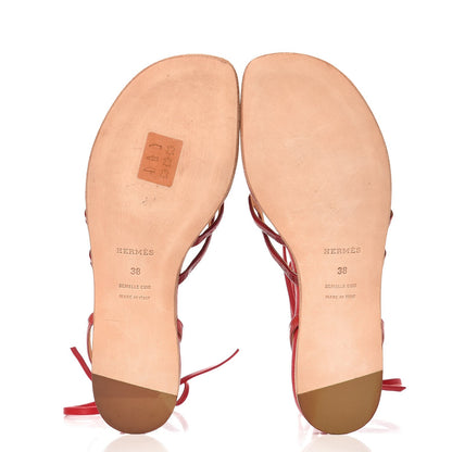 Hermes Nappa Patent Gladiator Sandals 38 Red 5 of 9