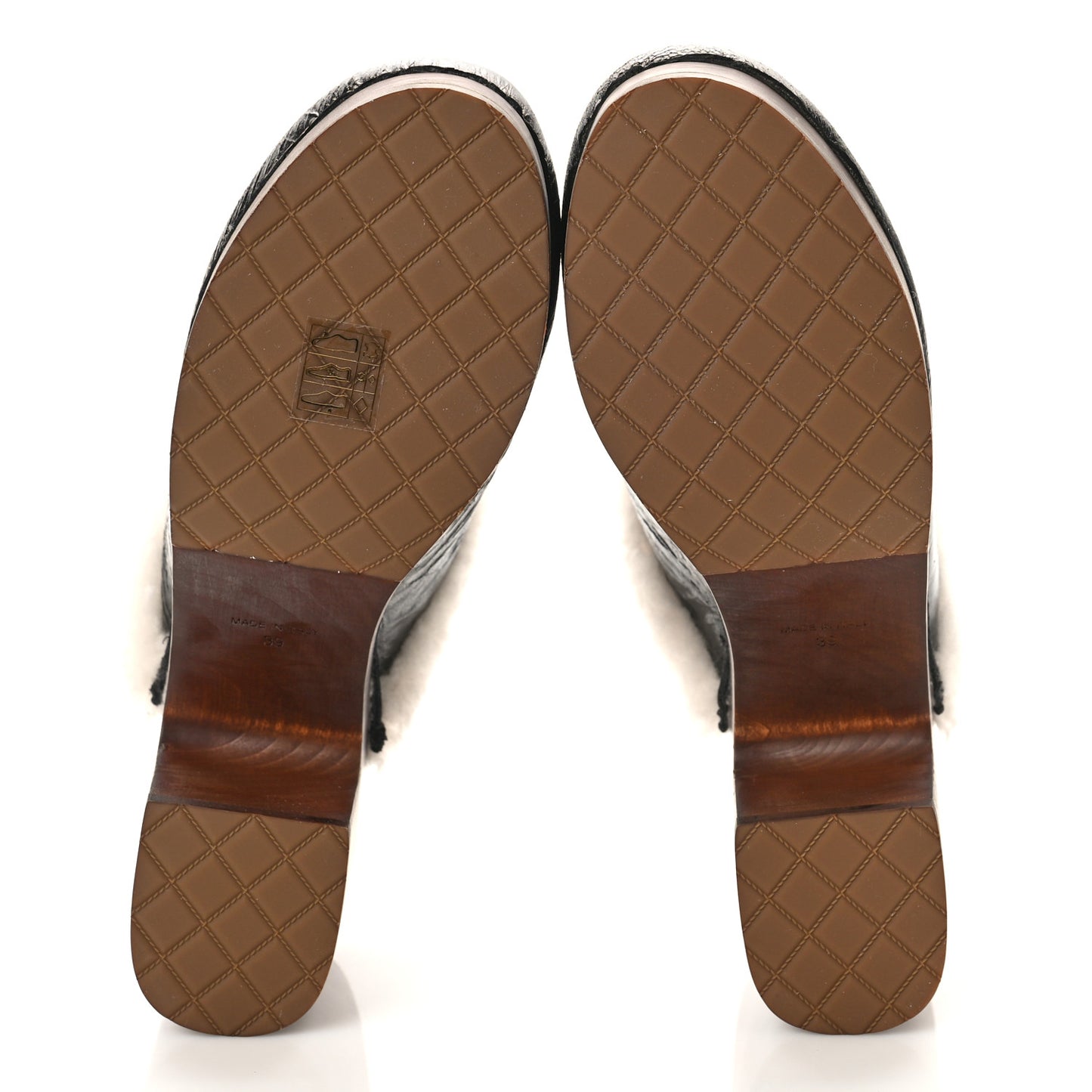 Crackled Sheepskin CC Mules 39 Black