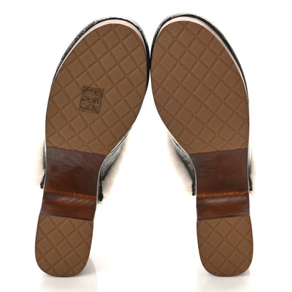 Chanel Crackled Sheepskin CC Mules 39 Black 6 of 9