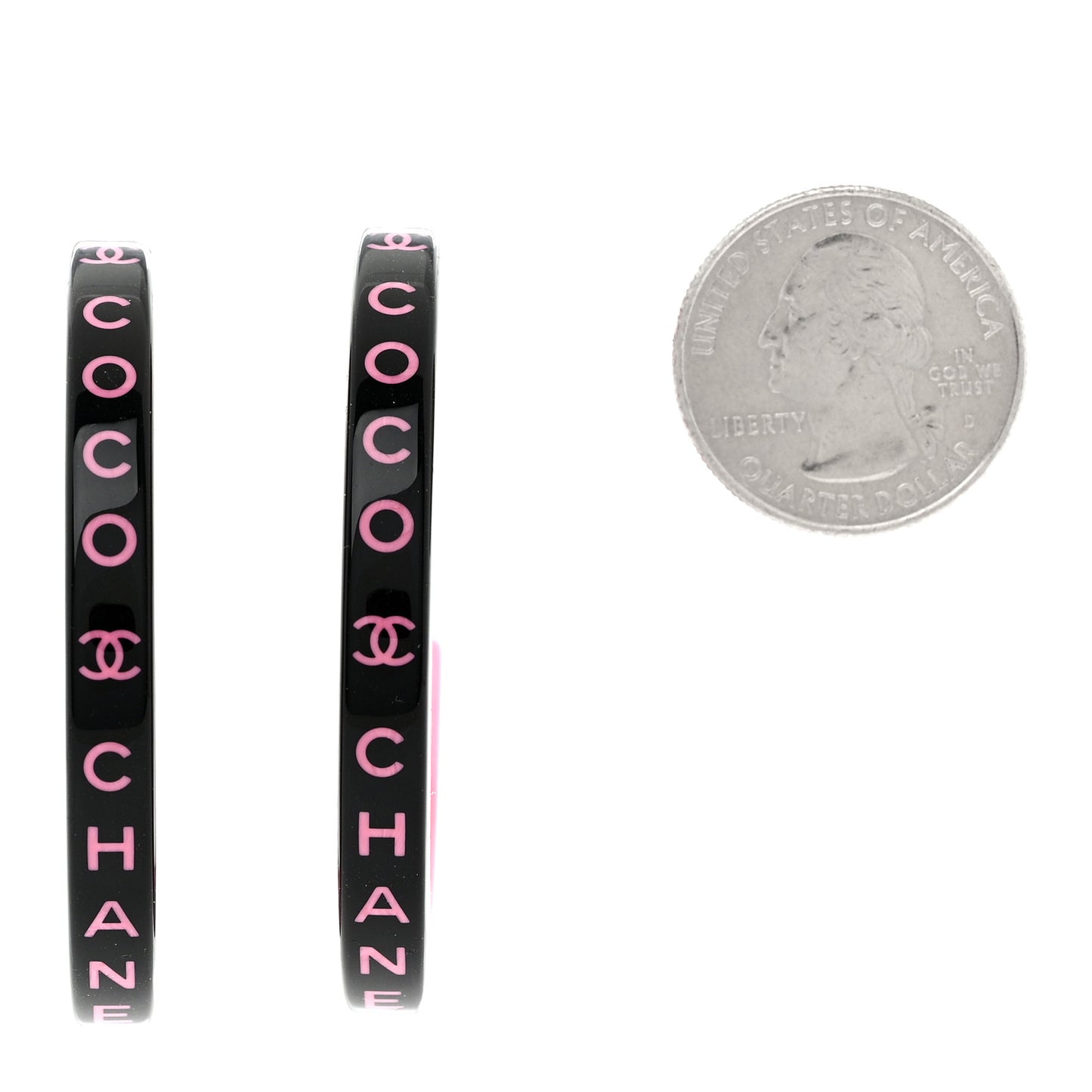 Resin Logo Hoop Earrings Black Pink